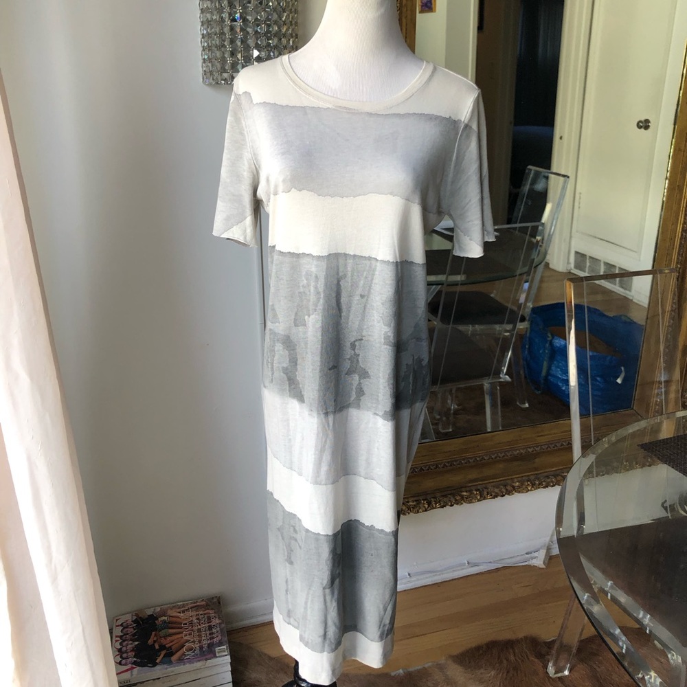 Raquel Allegra cotton tie dye Gray and White Striped Dress size 0